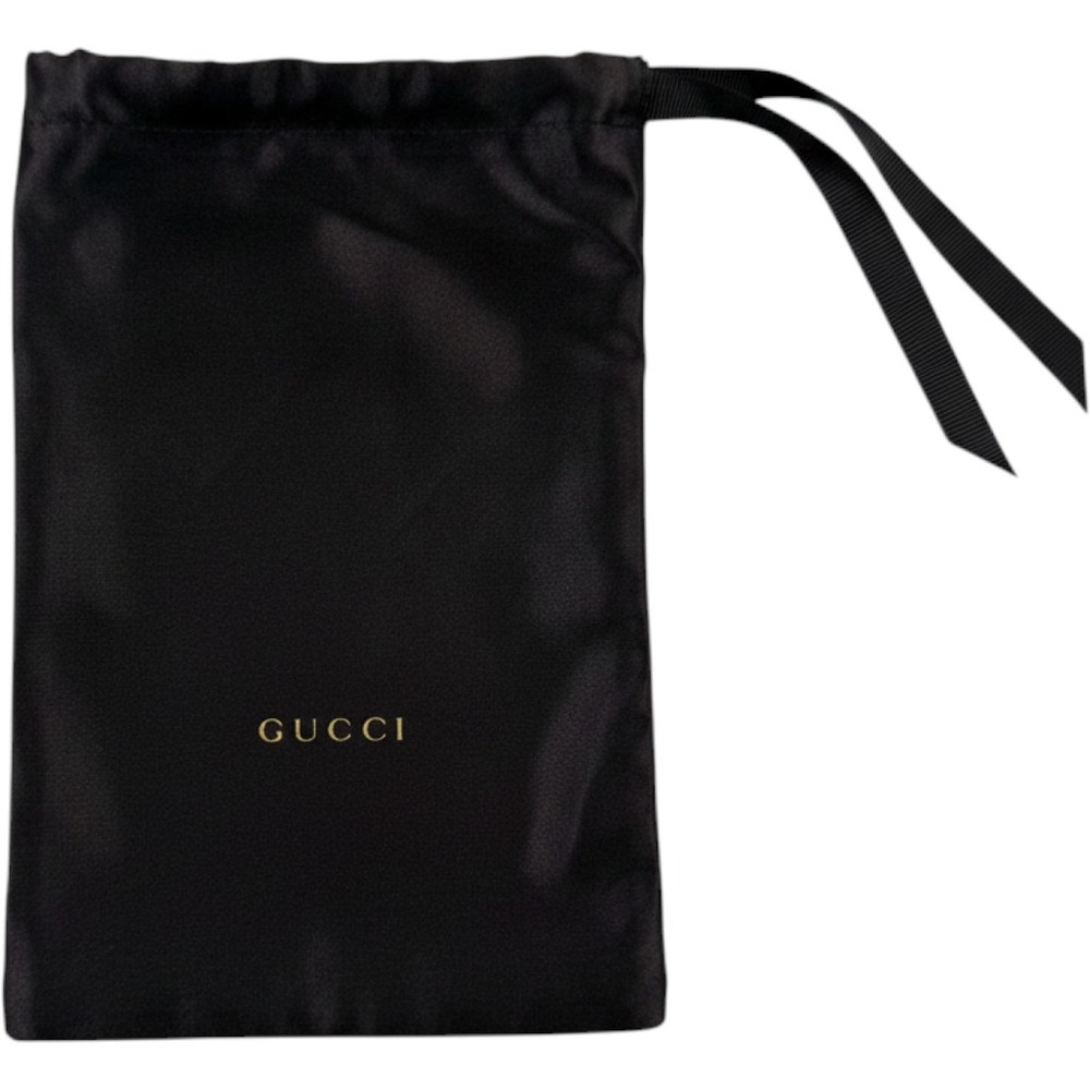 Gucci Black Satin Drawstring Dust Bag Small Accessory Pouch Gold Logo 4.5x7.25
